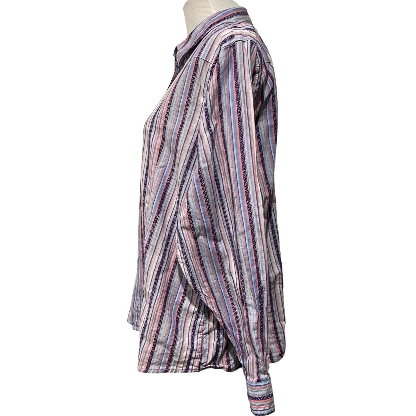 Wrangler VINTAGE Wrangler Blues Women’s Top Button Front Striped Pearly Snaps Long Sleeve Sz XXL Size XXL / US 16-18 / IT 52-54 - 5 Thumbnail