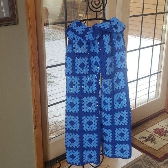 Handmade Handmade Upcycled Crocheted Blue Granny Square 2 pc Sz Ĺ-XL Size XL / US 12-14 / IT 48-50 - 5 Thumbnail