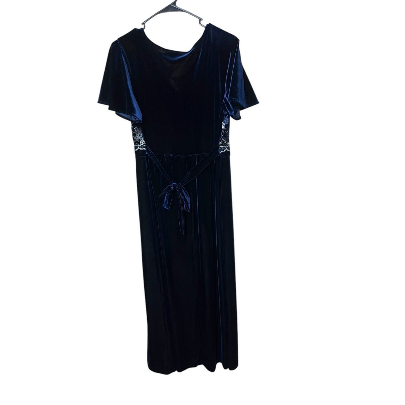 Other Vintage Another Thyme Blue Velvet Maxi Dress Embroidered Flo Size L / US 10 / IT 46 - 7 Thumbnail
