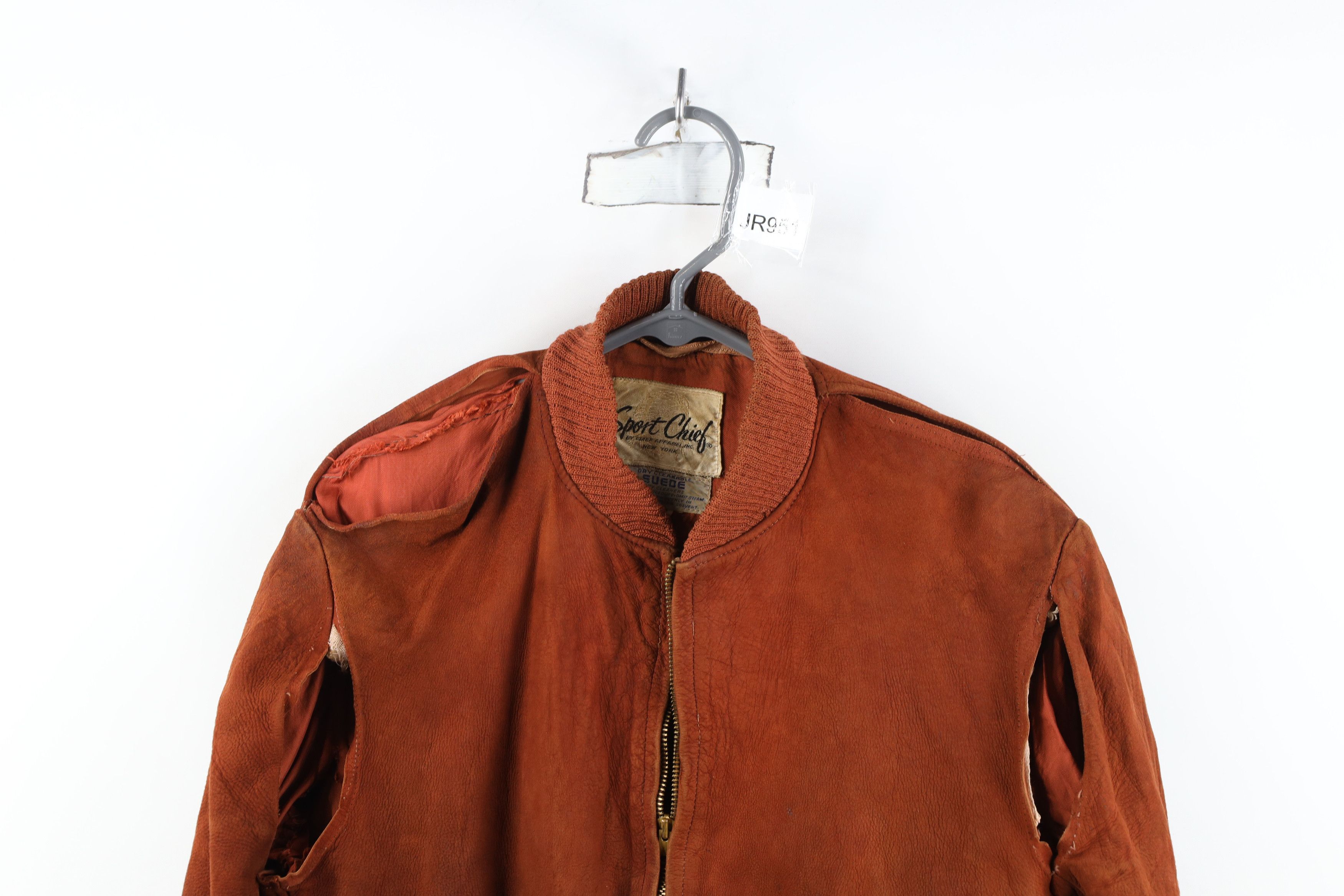 Vintage AS IS Vintage 50s Leather Bomber Jacket Burnt Orange USA Size US XXL / EU 58 / 5 - 2 Thumbnail