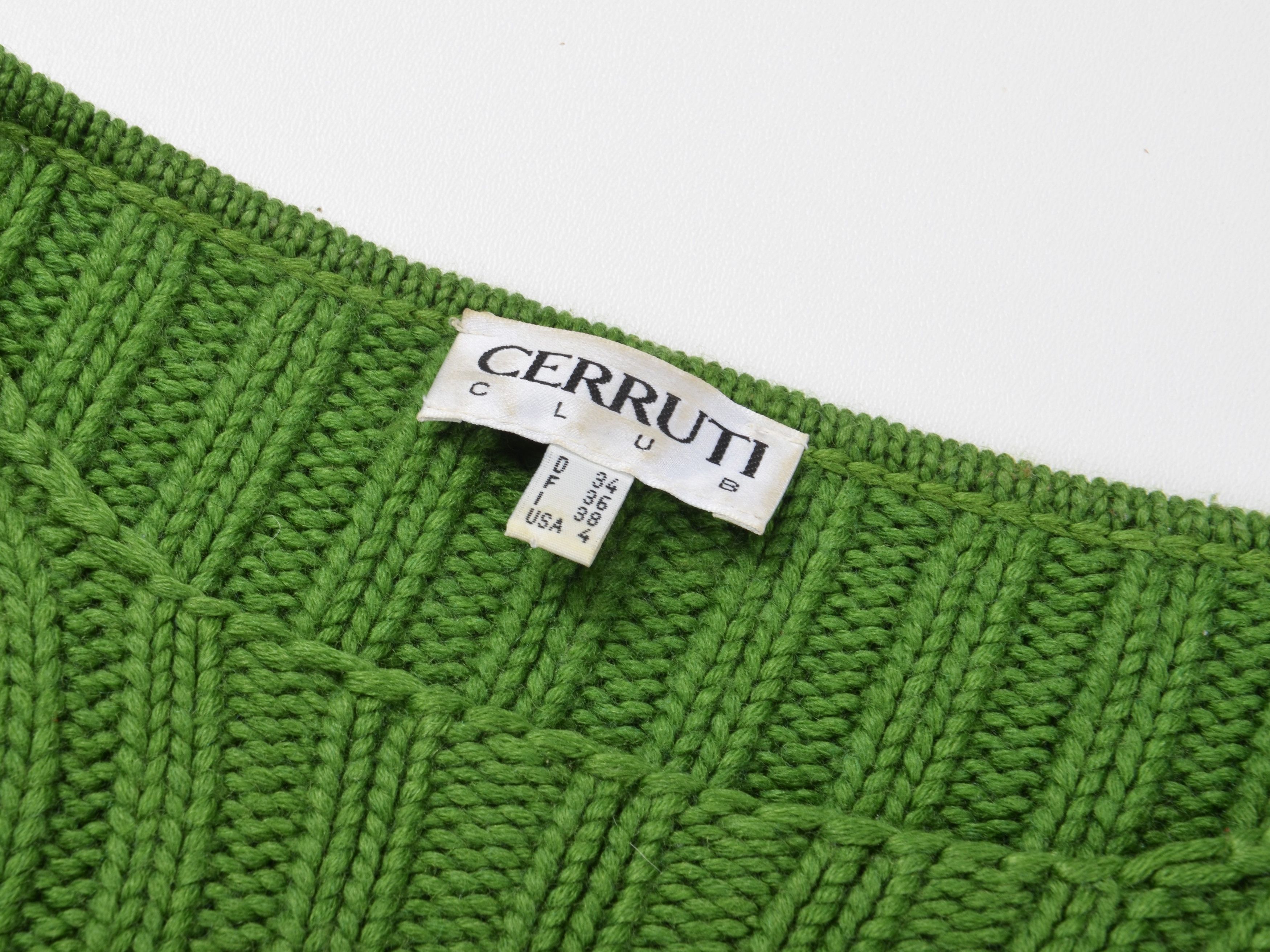 Cerruti 1881 Vintage Cerruti 1881 90's Ribbed Green Wool Blend Sweater Size S / US 4 / IT 40 - 6 Thumbnail