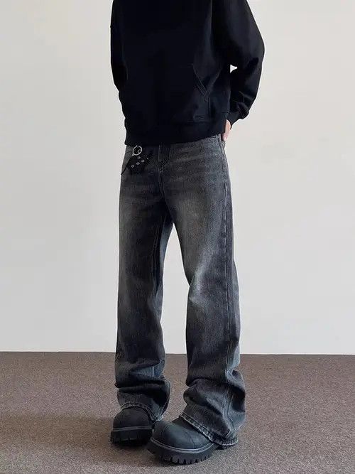 VIBE High street washed old straight tube micro flared jeans Size US 34 / EU 50 - 1 Thumbnail