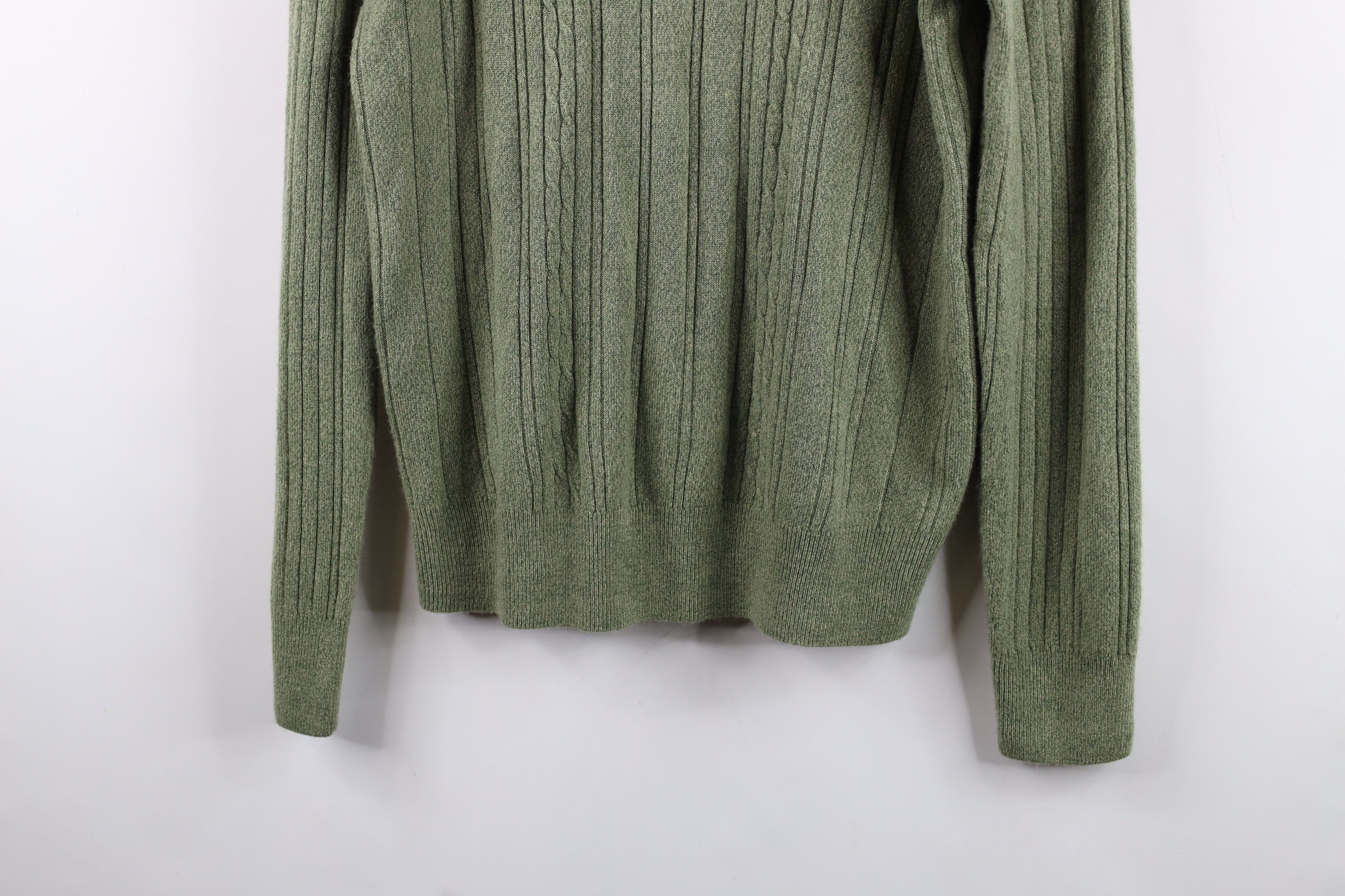 Vintage Vintage 90s Streetwear Cable Knit Collared Sweater Green Size US L / EU 52-54 / 3 - 3 Thumbnail