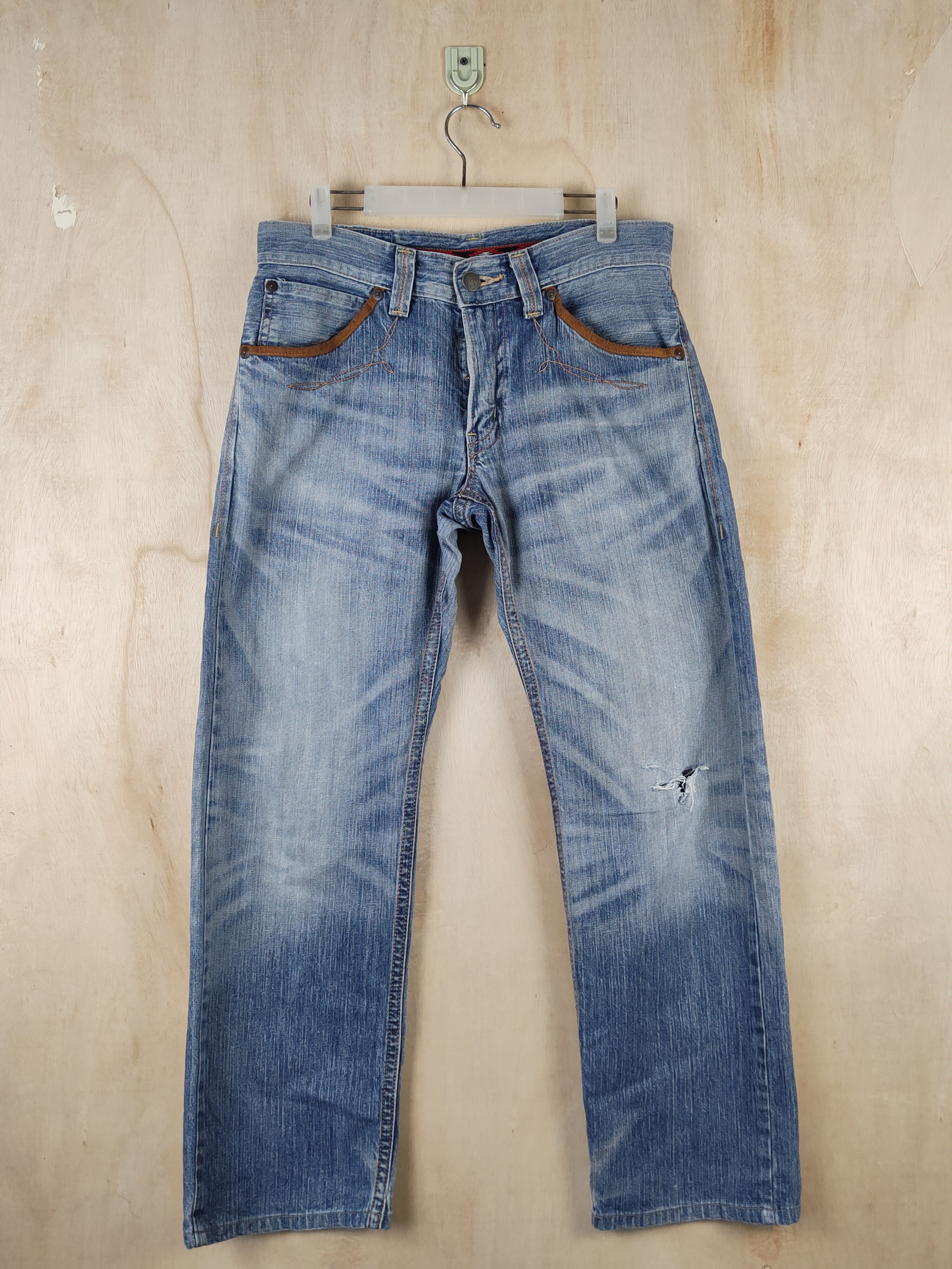 Edwin Edwin Blue vintage Distressed Ripped Jeans #S2477 Size US 32 / EU 48 - 1 Thumbnail