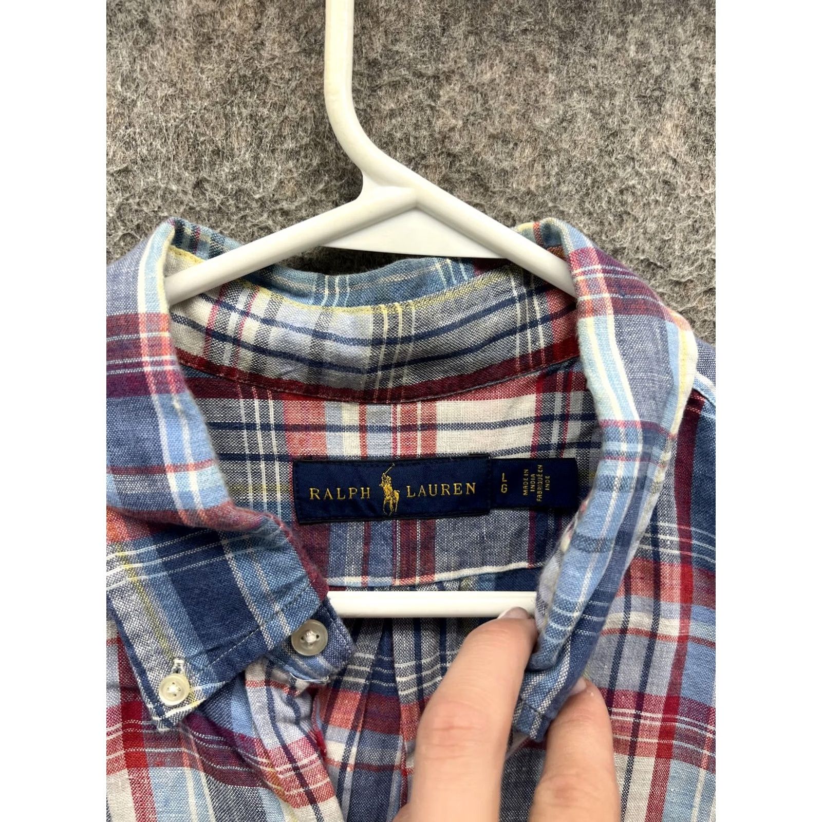 Ralph Lauren Ralph Lauren Shirt Mens Large Blue Plaid Short Sleeve Button Front Casual Woven Size US L / EU 52-54 / 3 - 4 Thumbnail