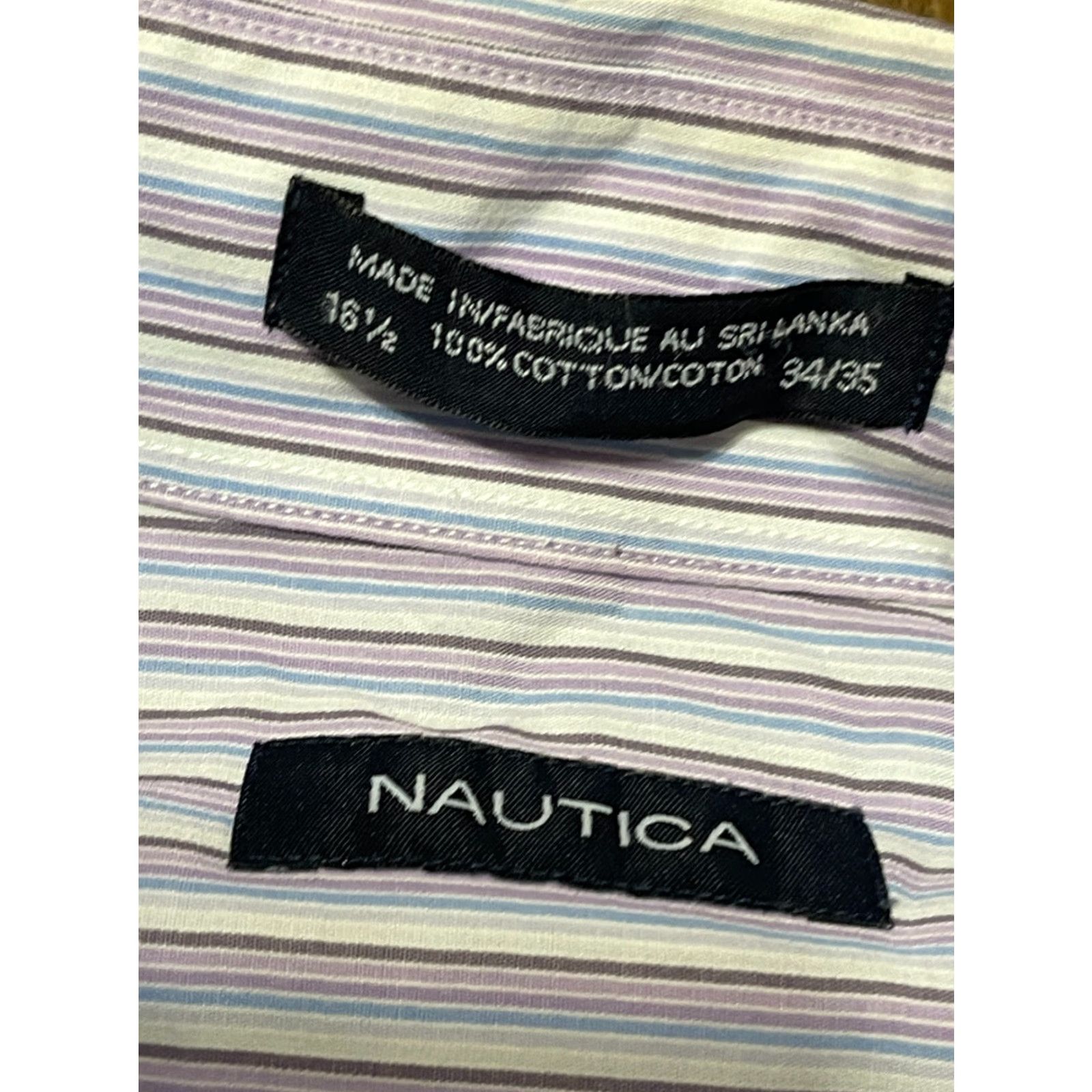 Nautica Nautica Shirt Men’s Size 16.5 34/35 Striped Button Up Blue Purple White Long Sleeve Casual Size US XL / EU 56 / 4 - 7 Thumbnail