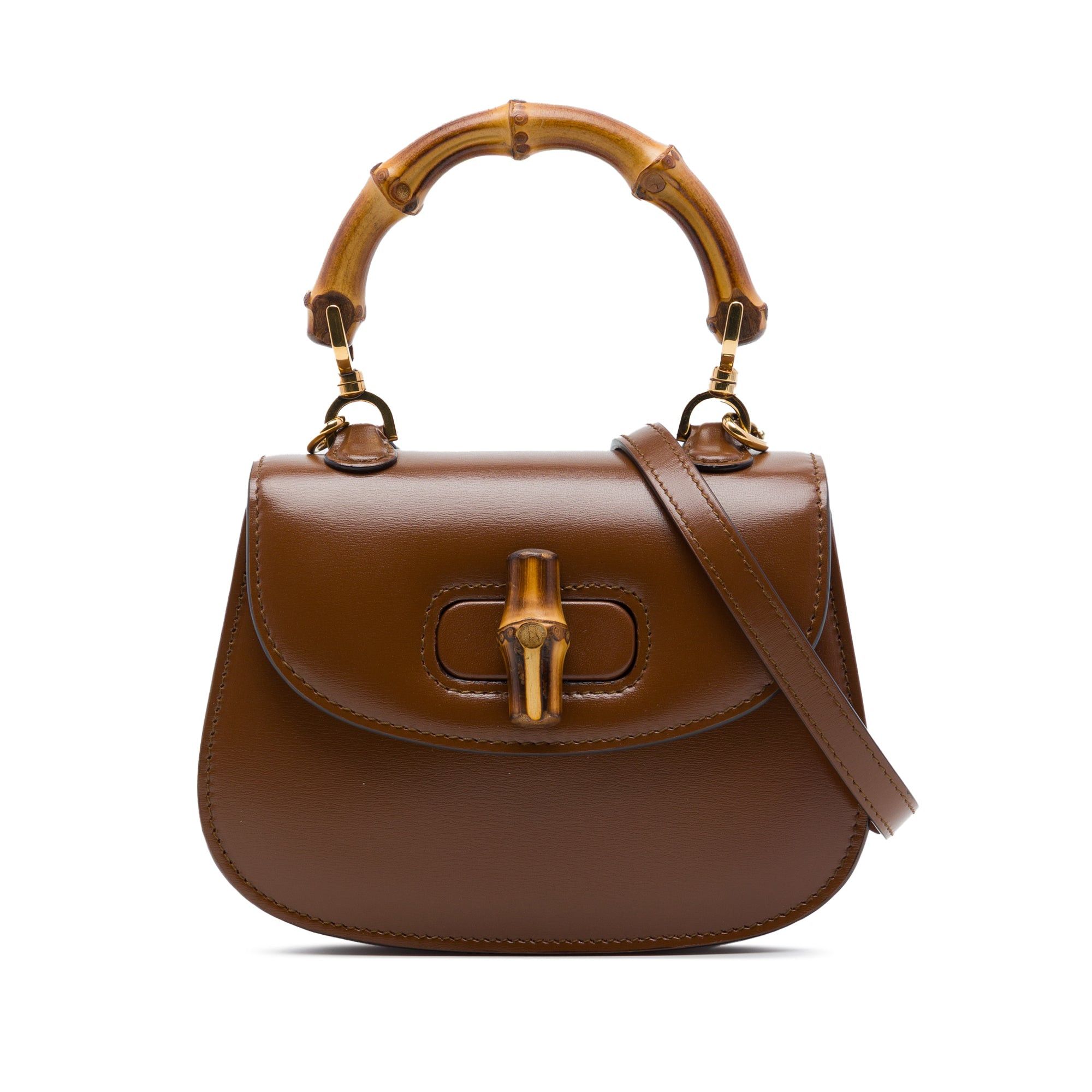 Calfskin 1947 Bamboo Top Handle Bag in Brown, Women's