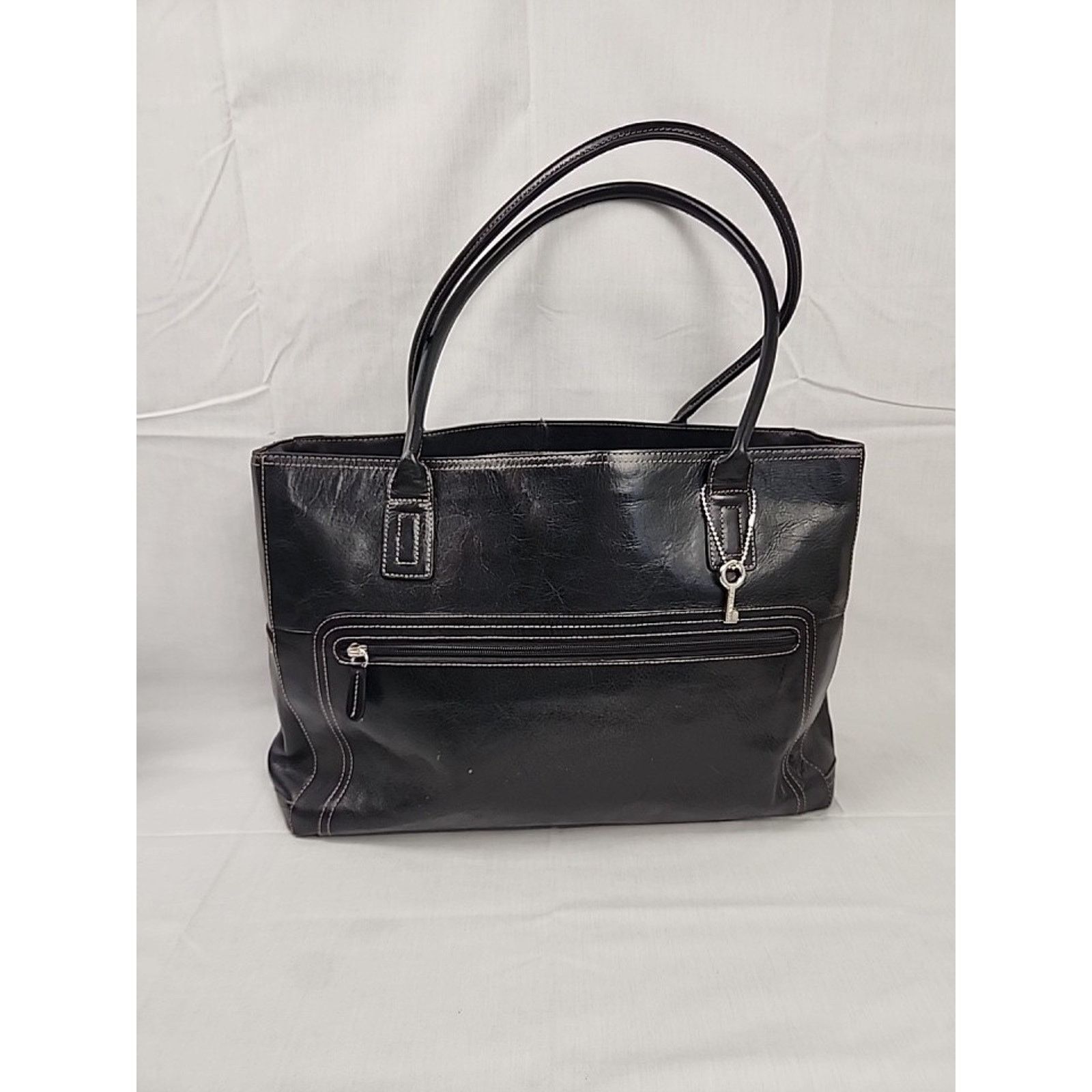 Fossil FOSSIL Black Cowhide Leather Tote Shoulder Handbag Carryall Size ONE SIZE - 3 Thumbnail