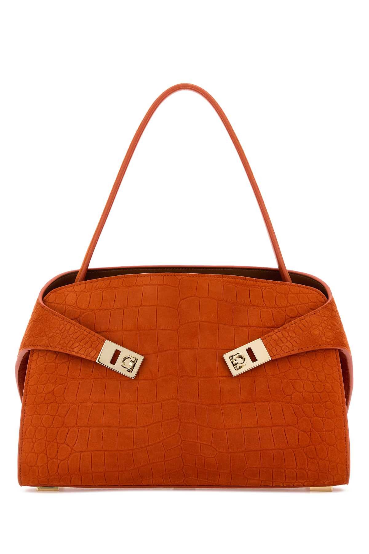 Salvatore Ferragamo Orange Suede Medium Hug Soft Shoulder Bag Size ONE SIZE - 1 Thumbnail
