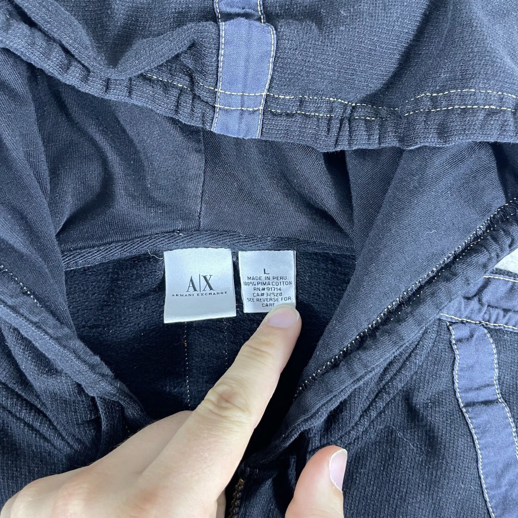 Armani Exchange AX Armani Exchange Hoodie Sweatshirt Women's L Black 1/2 Zip Pullover Y2K Size L / US 10 / IT 46 - 3 Thumbnail