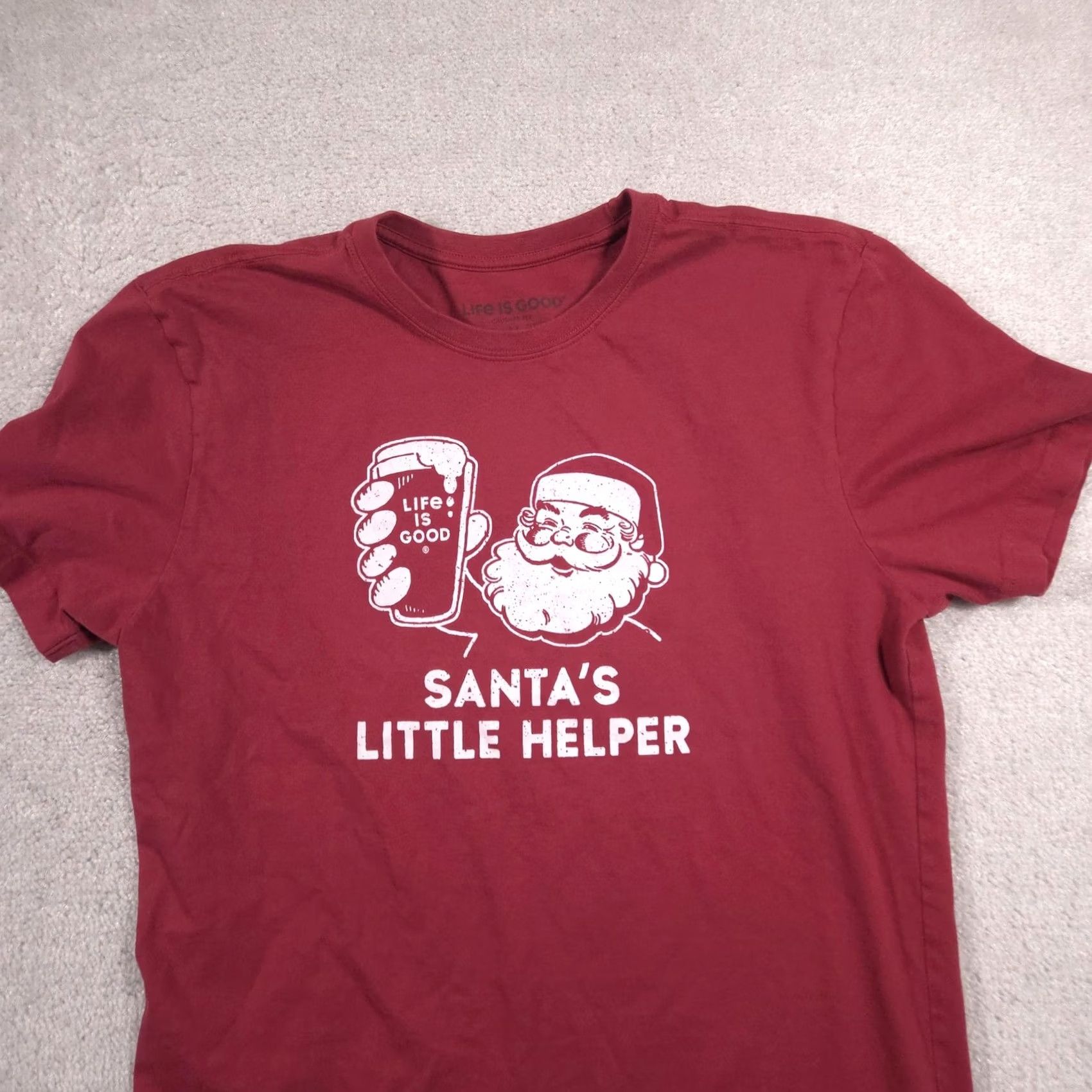 Life is Good Life is Good Shirt Mens Medium Red Santas Little Helper Beer Christmas Tee Shirt Size US M / EU 48-50 / 2 - 4 Thumbnail