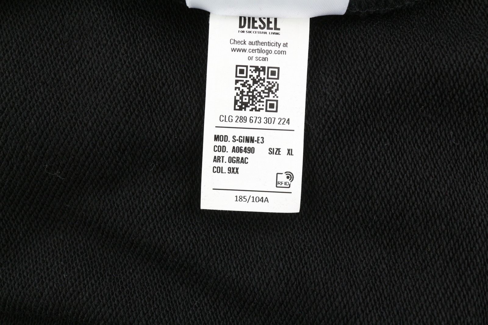 Diesel S-GINN-E3 XL Black Front Logo Sweatshirt 41015 Size US XL / EU 56 / 4 - 10 Thumbnail