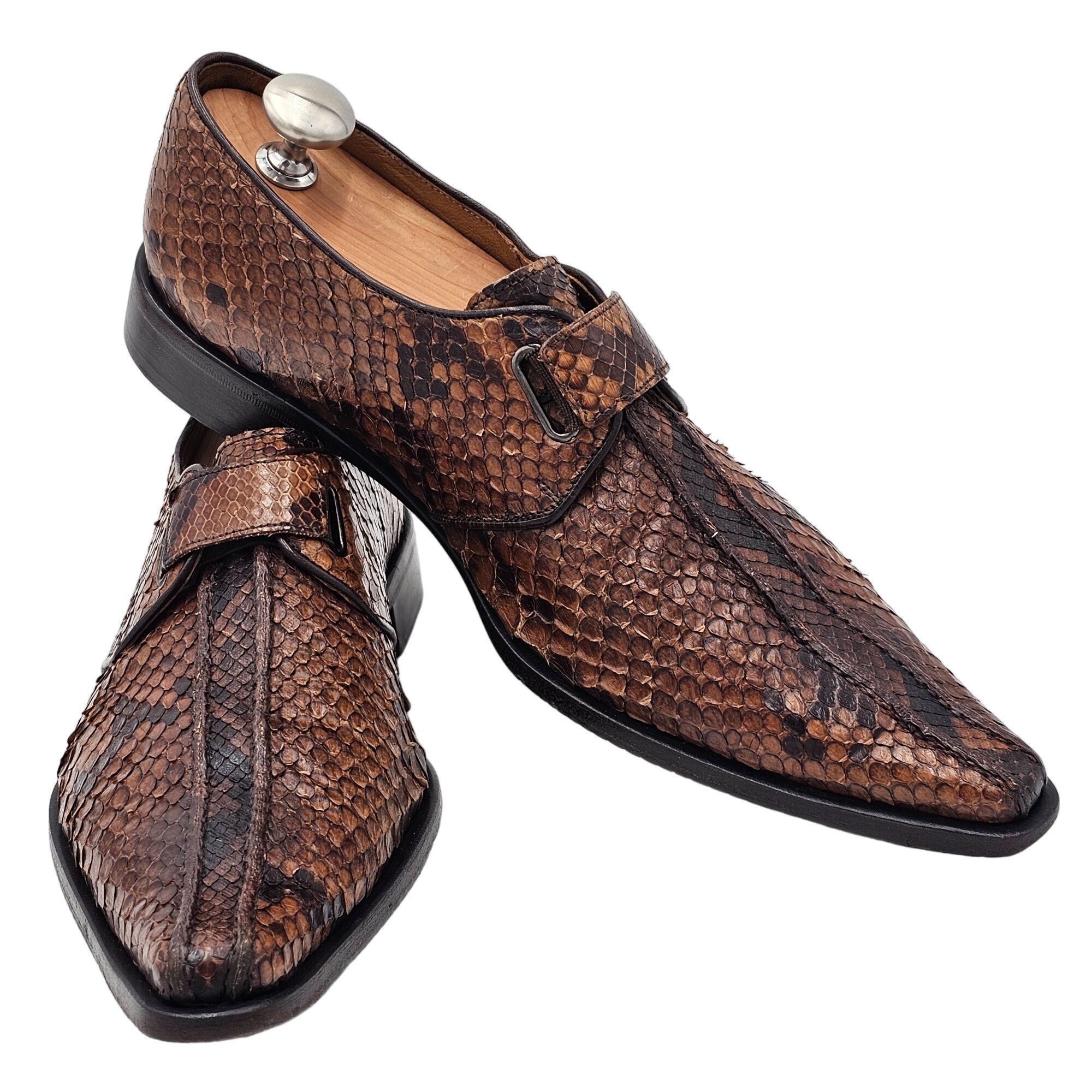 Aldo Brue Exotic Python Snake skin Aldo Brue Italy Mens size 8.5 Brown Size US 8.5 / EU 41-42 - 13 Thumbnail