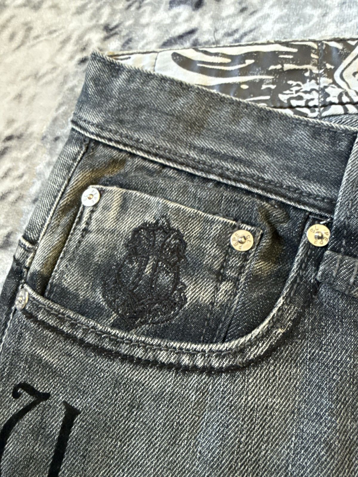 Japanese Brand ✝️ Embroidered Gothic Cross Gray Wash Jeans Pepe Brand Size US 32 / EU 48 - 22 Thumbnail
