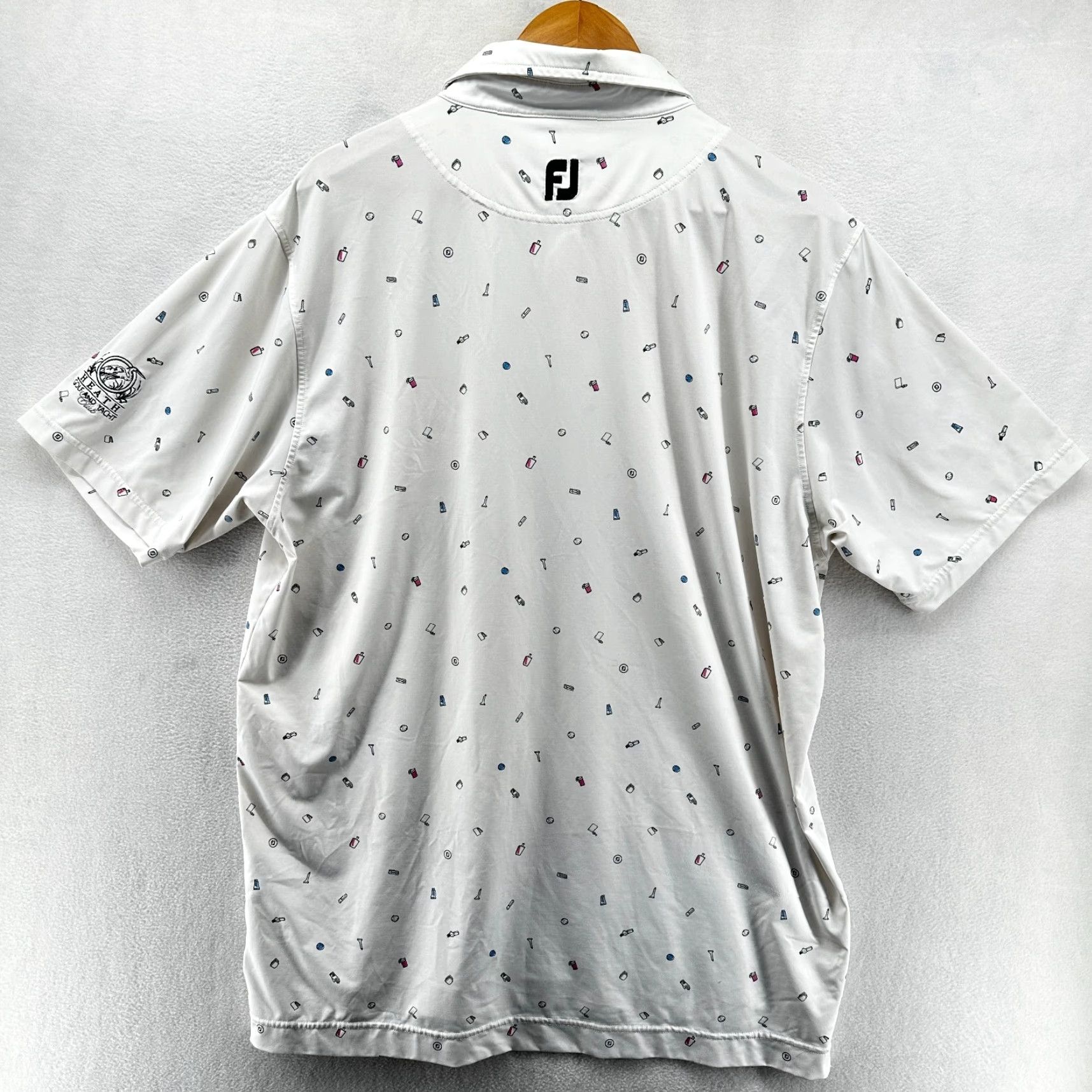Footjoy FootJoy Polo Shirt White Men's Large Golf Short Sleeve Collared All Over Print Size US L / EU 52-54 / 3 - 2 Thumbnail
