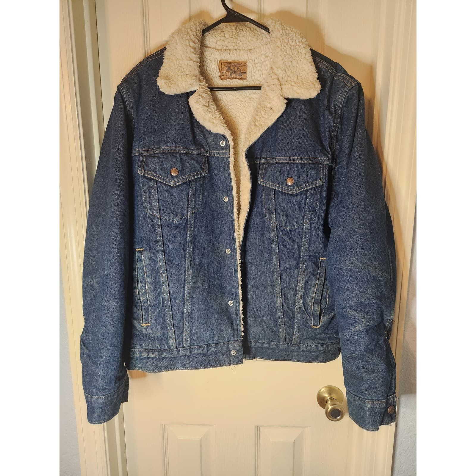 image of Vintage Plain Pockets Men's Denim Jacket in Blue (Size XS)