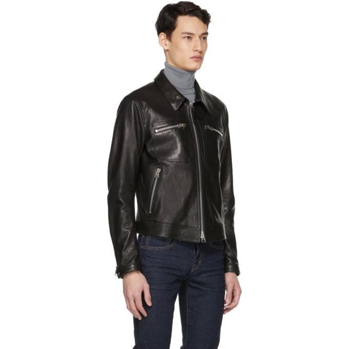 Tom Ford Tom Ford Icon Cafe Racer Leather Jacket (Black Calf) Size US S / EU 44-46 / 1 - 14 Thumbnail