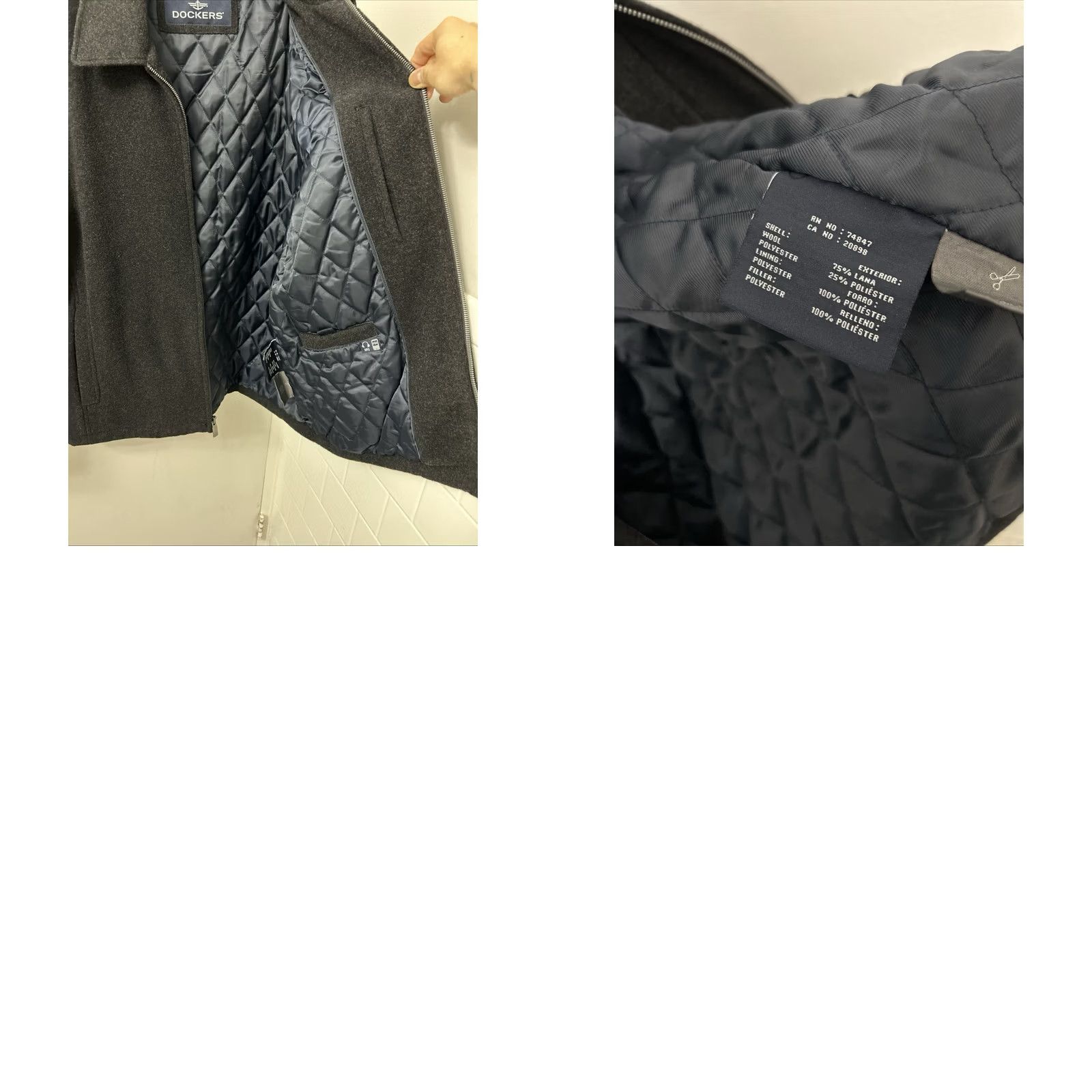 Dockers Dockers Jacket Mens L Charcoal Gray Wool Blend Full Zip Quilted Lined Coat Size US L / EU 52-54 / 3 - 9 Thumbnail