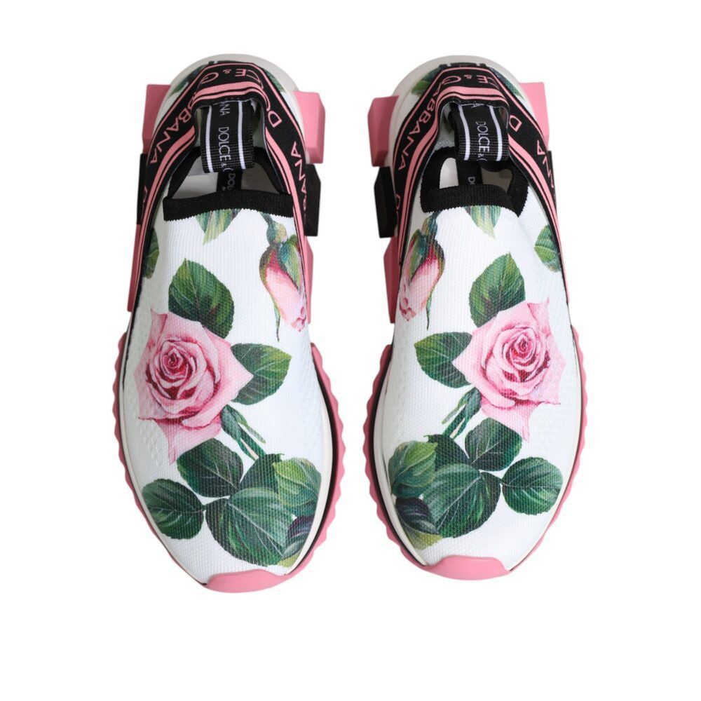 Dolce & Gabbana Dolce & Gabbana White Rose Print Sorrento Sneakers Shoes Size US 6 / IT 36 - 3 Thumbnail