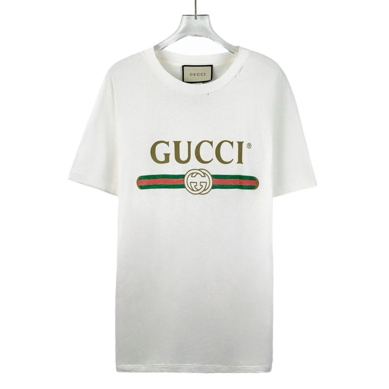 Gucci Gucci White Logo Printed Cotton Round-Neck Short-Sleeved T-S Size XXS / US 00 / IT 34 - 1 Thumbnail