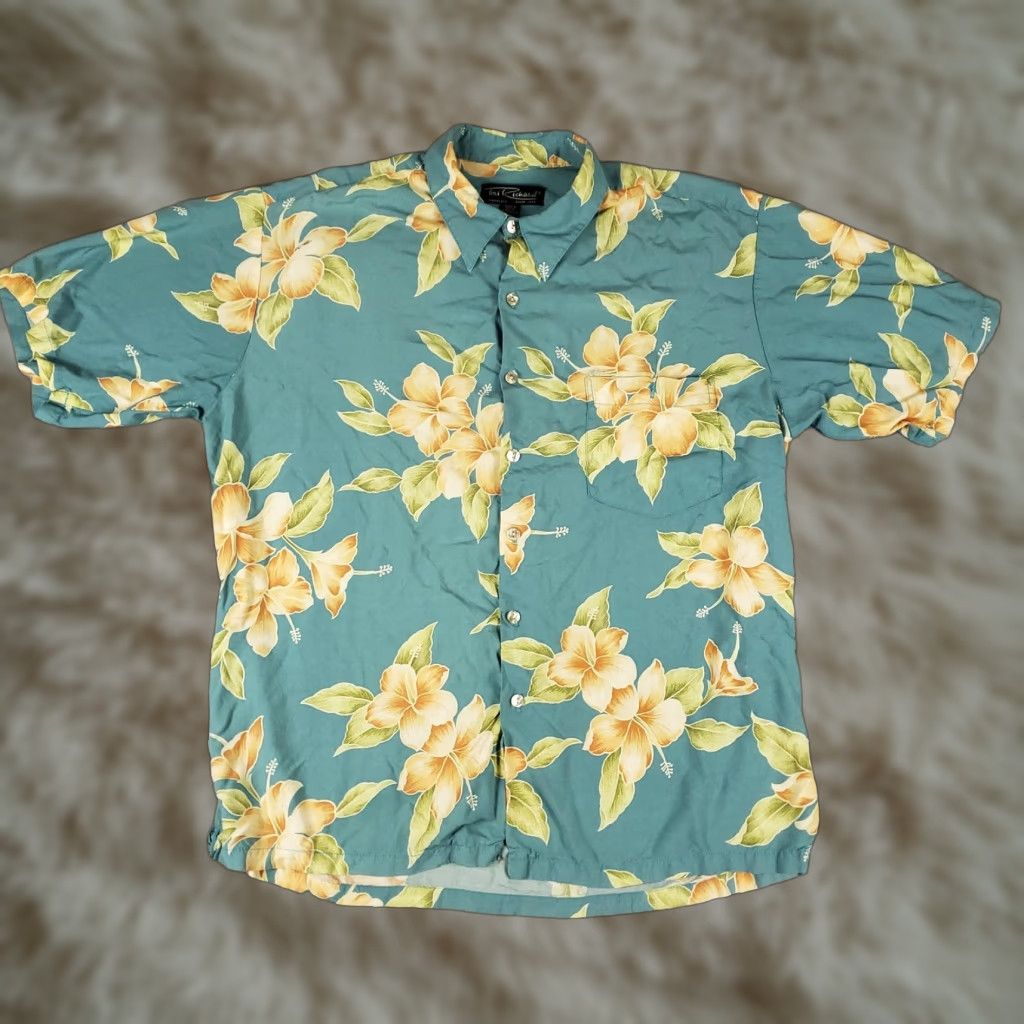 Tori Richard Tori Richard Men's Short Sleeve Button-Up Shirt Floral Hawaiian Cotton Casual Travel Blue Large Size US L / EU 52-54 / 3 - 1 Thumbnail