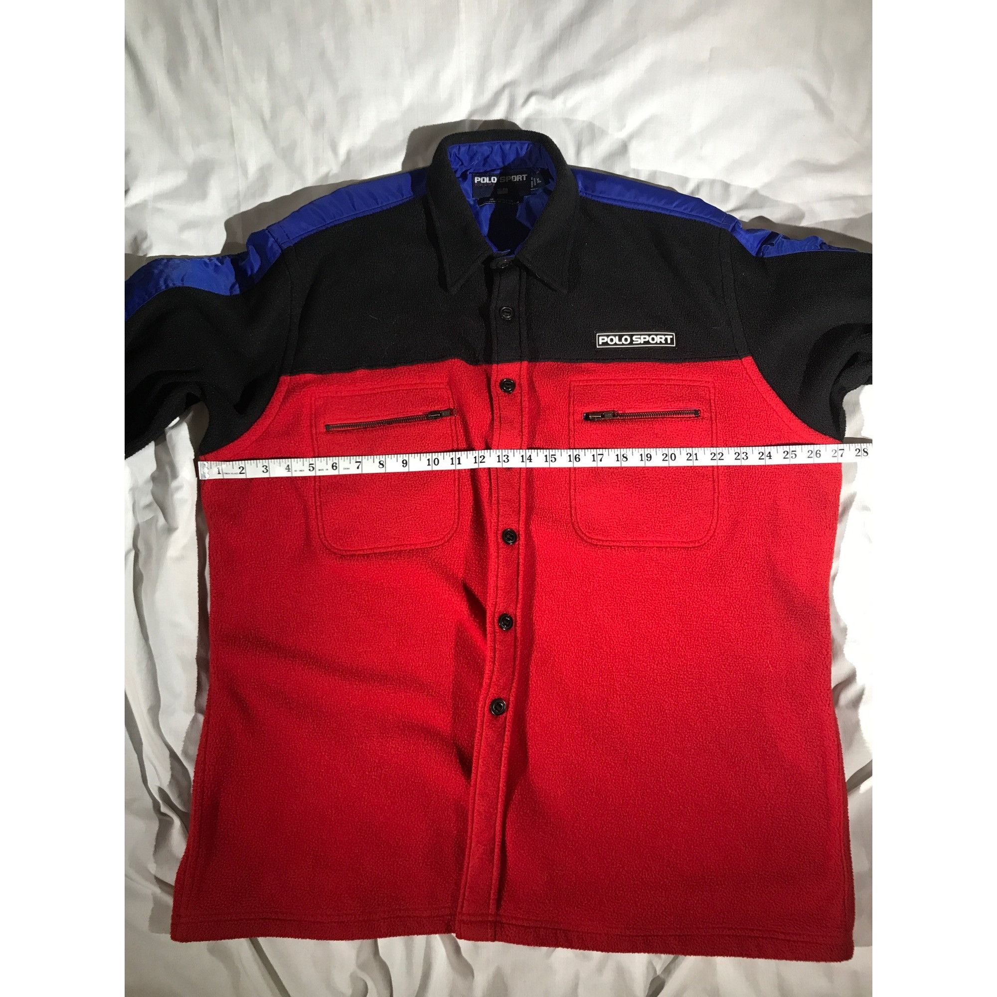 Vintage Polo Sport Men's Red/Black/Blue Fleece Poly Button Shacket Size US XL / EU 56 / 4 - 1 Thumbnail