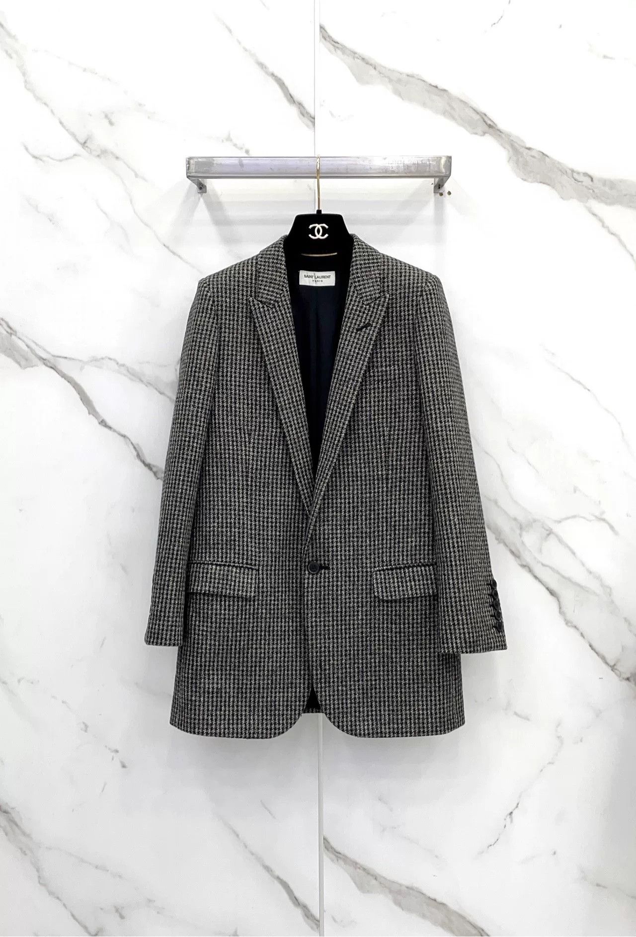 Saint Laurent Paris Saint Laurent Houndstooth Wool Blazer Size XXS / US 00 / IT 34 - 1 Thumbnail