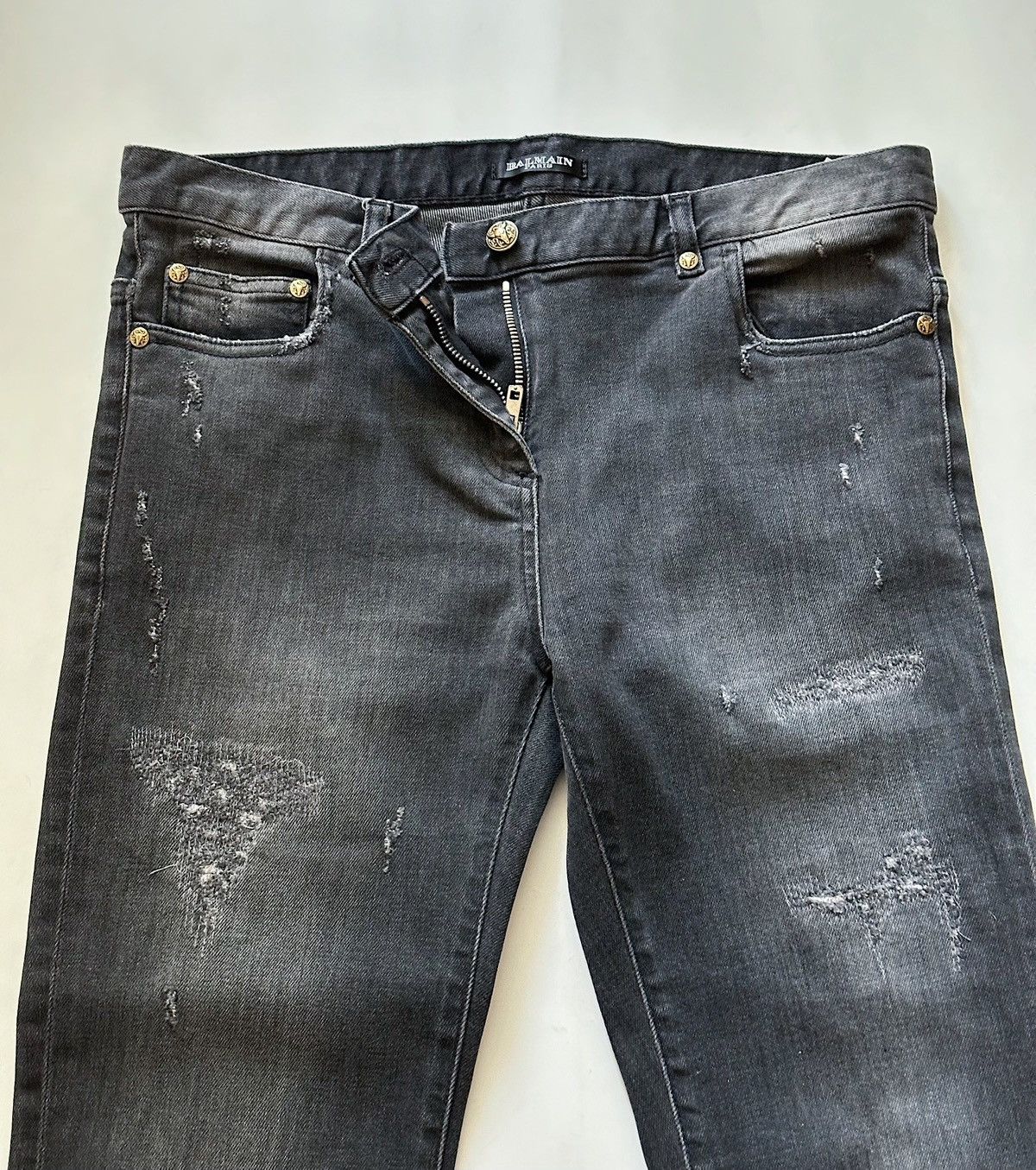 Balmain BALMAIN Decarnin SS2011 Distressed Skinny Gray Denim Jeans Size US 29 - 12 Thumbnail
