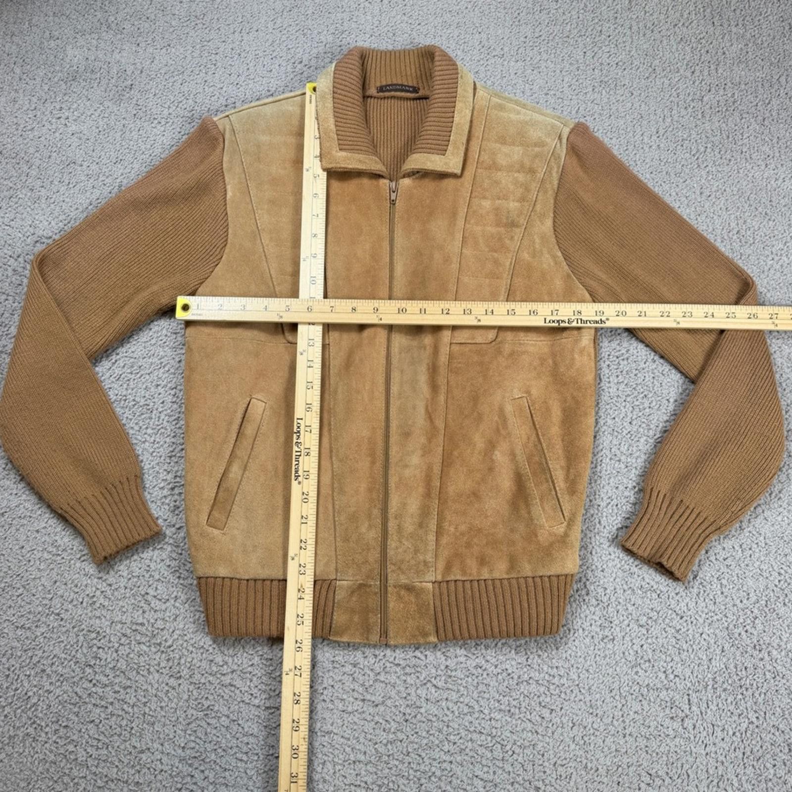 Other Vintage 80s Landmark Mens Genuine Suede Leather Knit Jacket Size US M / EU 48-50 / 2 - 3 Thumbnail