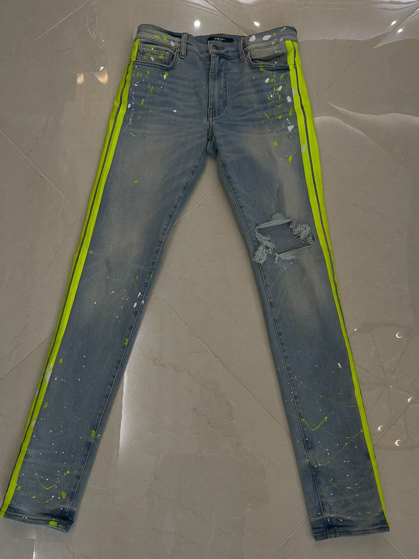 Amiri Amiri Neon Distressed Denim Jeans Size US 32 / EU 48 - 1 Thumbnail