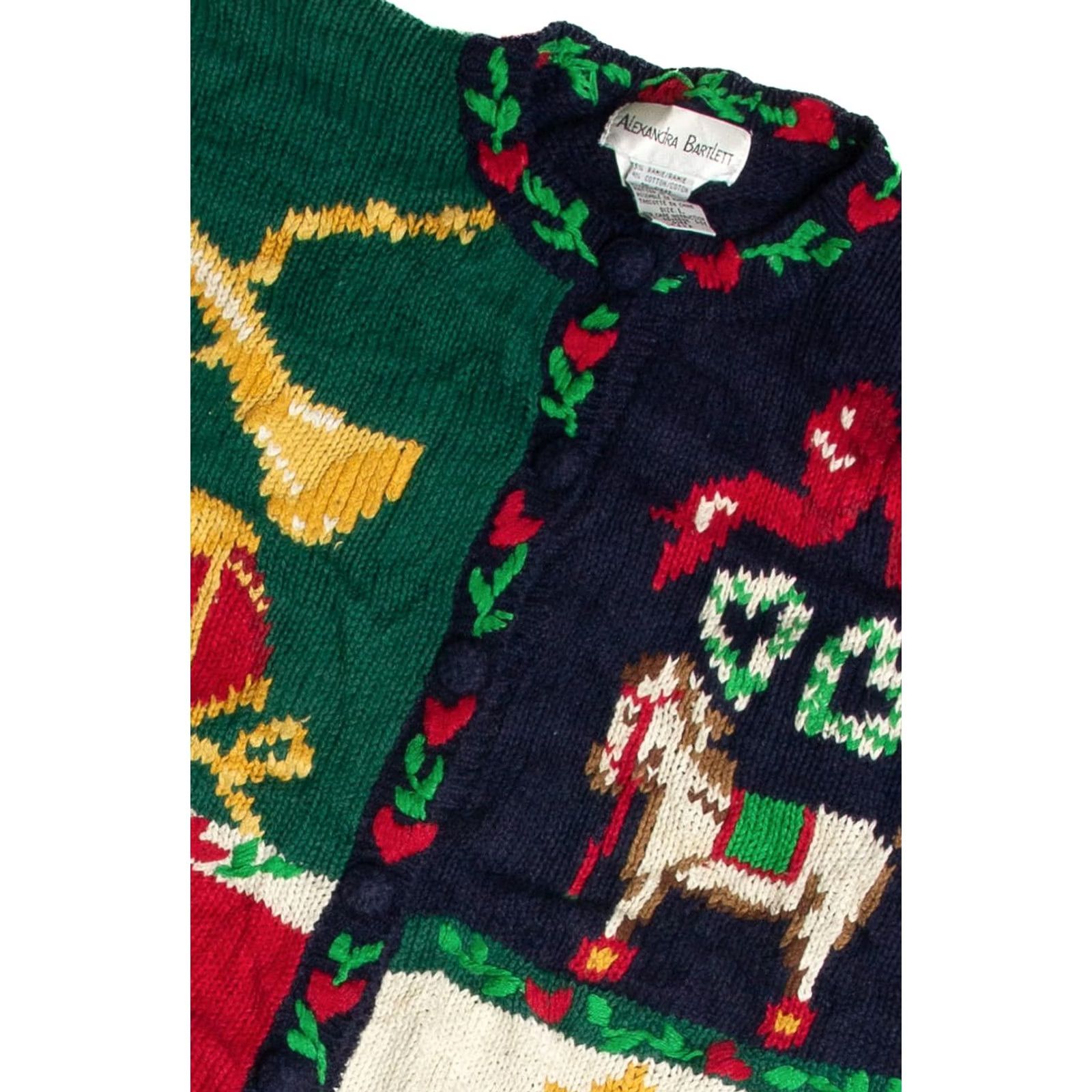 Vintage VINTAGE Ugly Christmas Cardigan Alexandra Bartlett Shirt Large Womens 1954 Ragstock Ramie Cotton Christmas Size L / US 10 / IT 46 - 2 Thumbnail