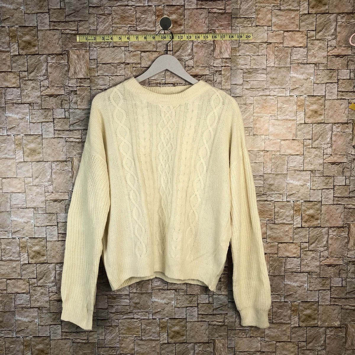 Aran Isles Knitwear × GU × Homespun Knitwear GU White aran isle cable Knitwear #A842 Size US L / EU 52-54 / 3 - 1 Thumbnail