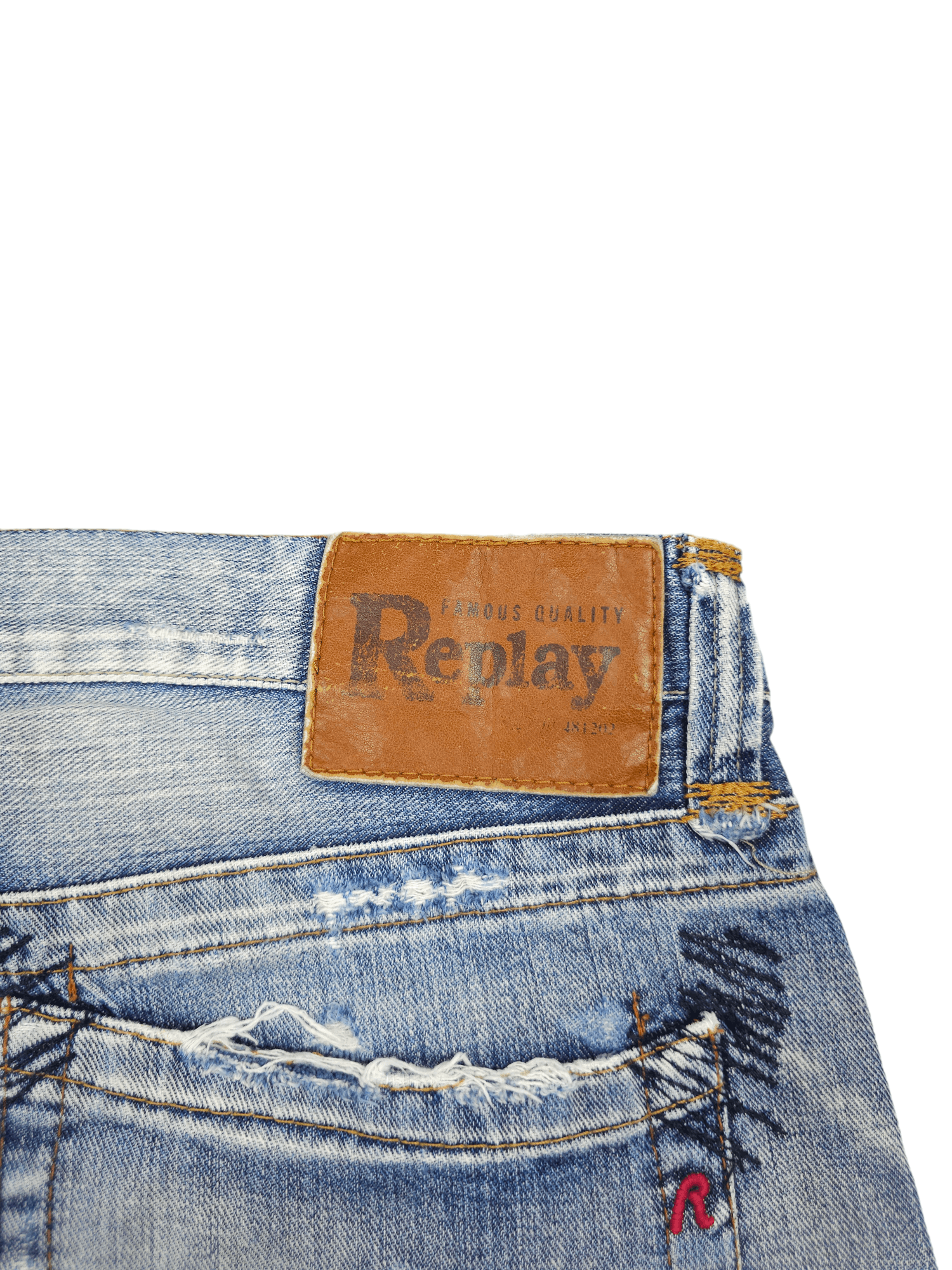 Japanese Brand × Vintage 💎 Size 34/30 Crazy Y2K Ripped Washed Distressed Denim Jeans Size US 34 / EU 50 - 13 Thumbnail