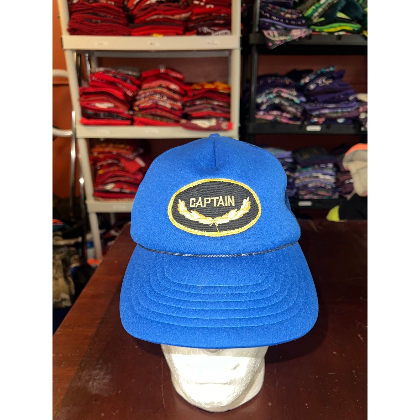 Vintage Vintage Captain Hat Trucker Style Blue Cap Headwear VTG OS Size ONE SIZE - 1 Thumbnail