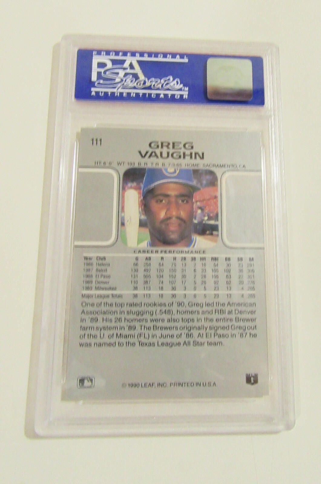Other 1990 Leaf PSA 9 MINT Rookie RC #111 Milwaukee Brewers Size ONE SIZE - 2 Thumbnail