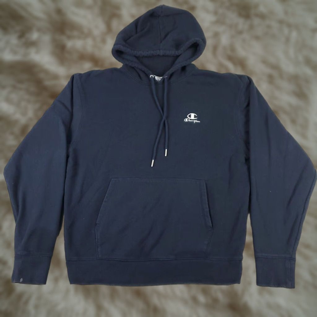 Champion Champion Blue Hoodie Pullover Sweatshirt Mens Medium Solid Long Sleeve Drawstring Sports Size US M / EU 48-50 / 2 - 1 Thumbnail