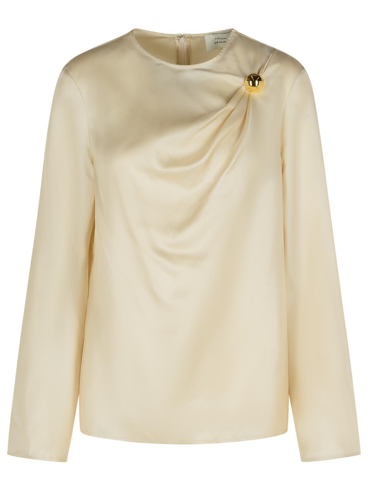 LOULOU DE SAISON 'Azae' Draped Blouse In Ivory Silk