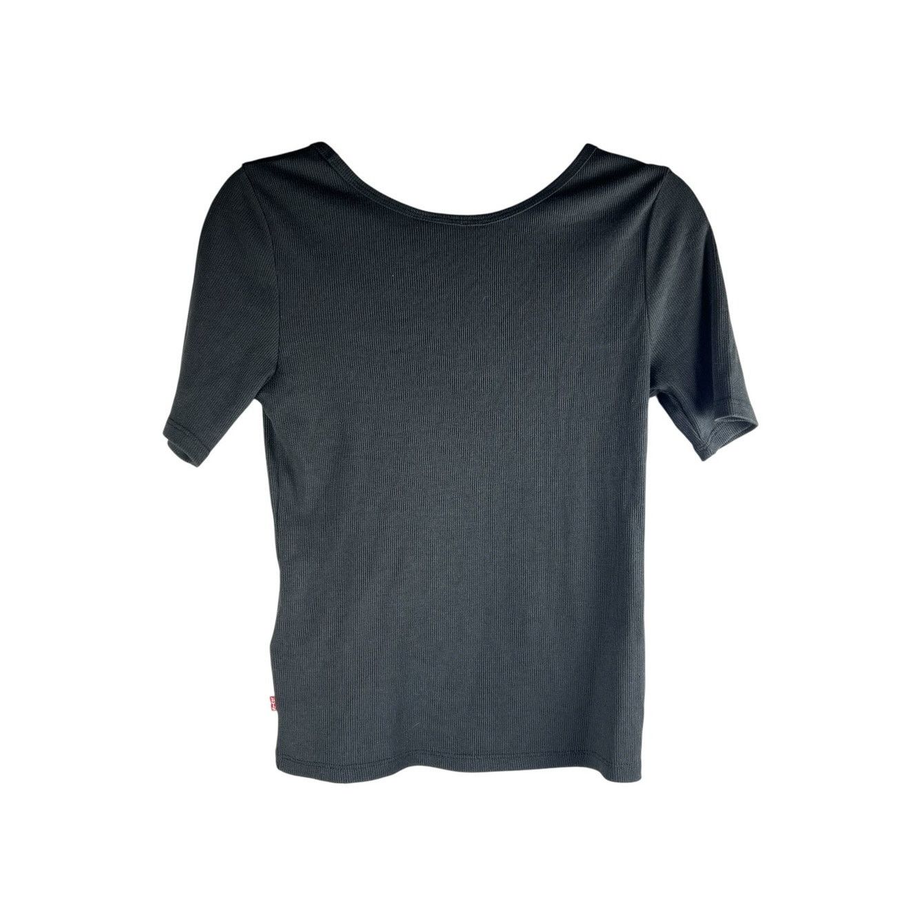 Levi's Levi’s Black Ribbed Scoop Neck Fitted Tee M Stretch Knit Size M / US 6-8 / IT 42-44 - 4 Thumbnail