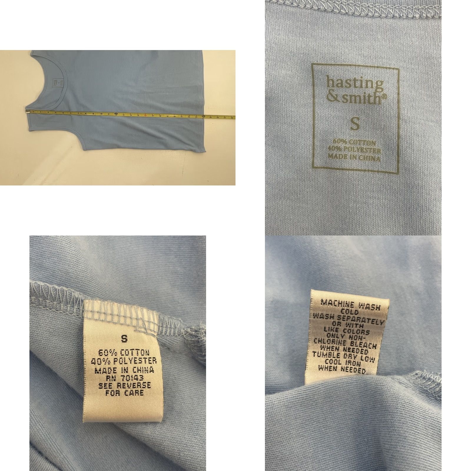 Vintage Hasting & Smith Tank Top Shirt Women Small Light Blue Round Neck Sleeveless Size S / US 4 / IT 40 - 8 Thumbnail