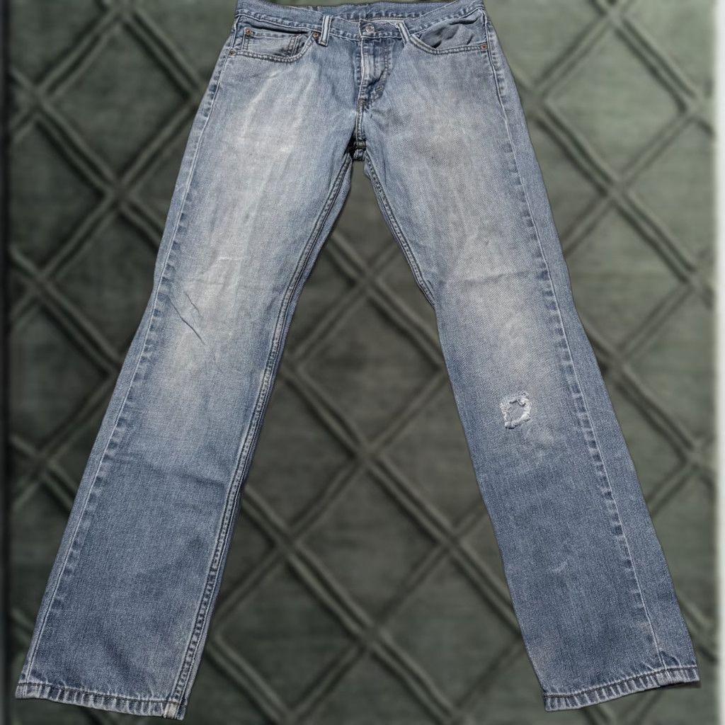 Levi's Levi’s Jeans Men Blue Denim Mid Rise Distressed Zip Fly 31x30 Straight Slim - 5-Pocket Design Vintage No Size US 31 - 1 Thumbnail