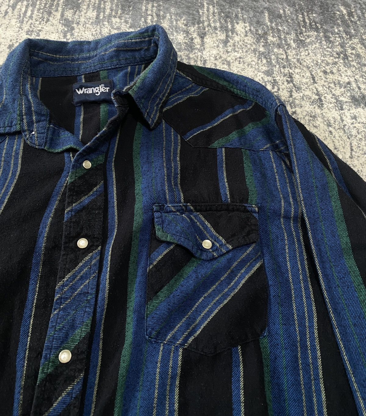 Wrangler Wrangler Brushpopper Pearl Snap Button Striped Western Shirt Size US XXL / EU 58 / 5 - 4 Thumbnail