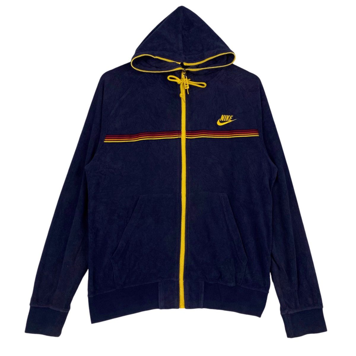 Nike × Vintage Vintage Nike Full Zip Small Embroided Logo Hoodie Navy Blue Size US L / EU 52-54 / 3 - 1 Thumbnail