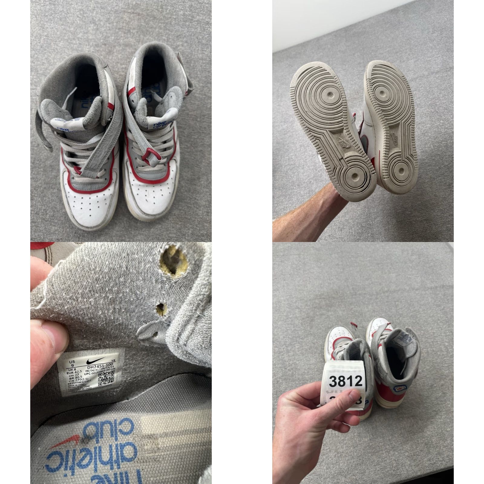 Nike Nike Air Force 1 Mid 07 LV8 "Athletic Club" White-Grey-Red Sz 9 DH7451-100 Shoe Men Casual Leather Rubber Mid Top Sneaker 2022 Size US 8 / EU 41 - 8 Thumbnail