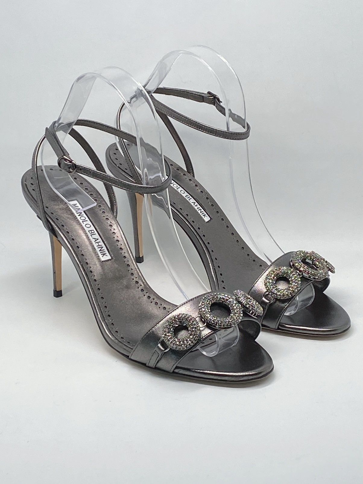 Manolo Blahnik Manolo Blahnik Crystal-Embellished Leather Sandals size 40 Size US 10 / IT 40 - 1 Thumbnail