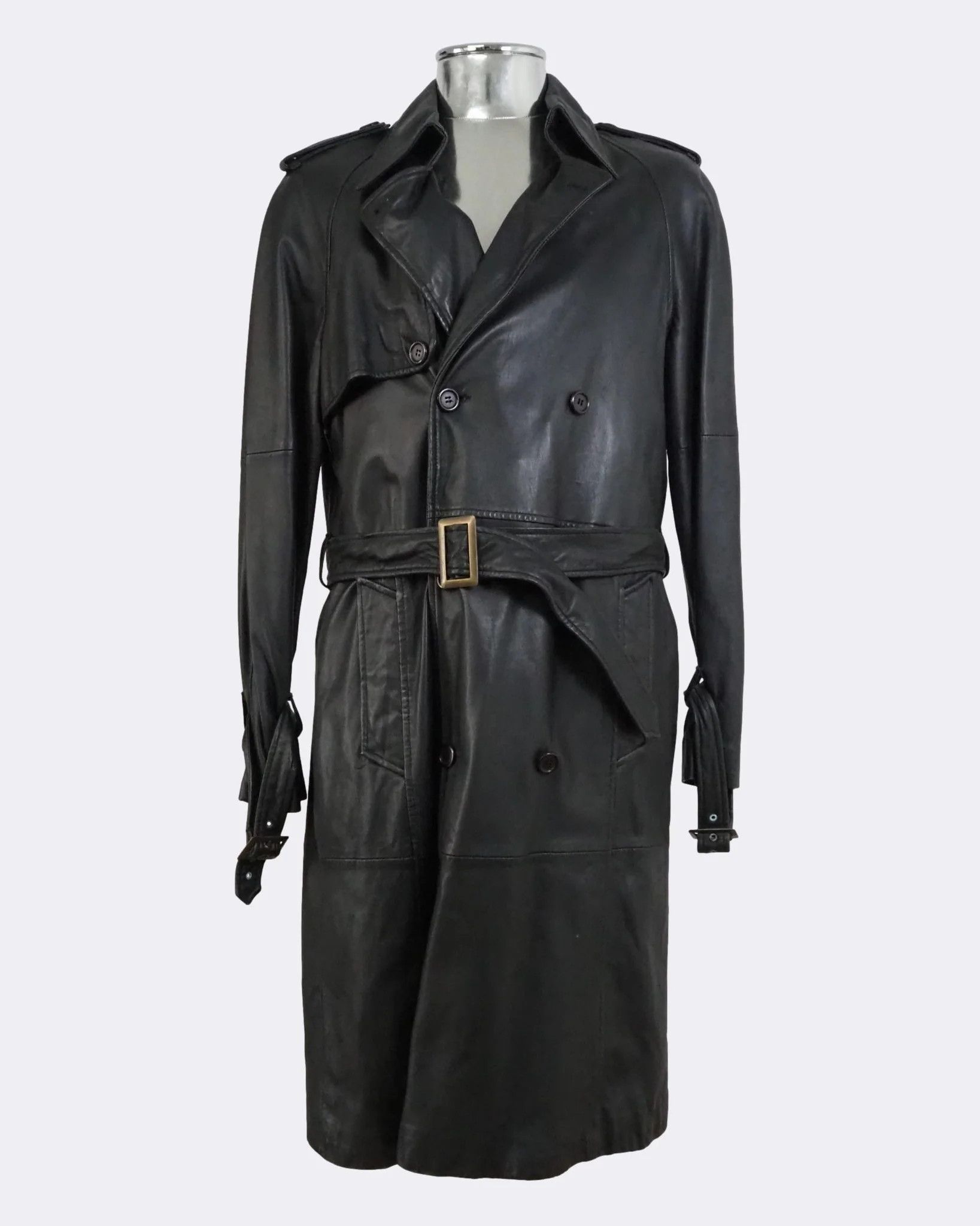 Cavalli Class Men's Cavalli Classs Leather Belted Trench Coat Jacket $1230 Size US M / EU 48-50 / 2 - 1 Thumbnail