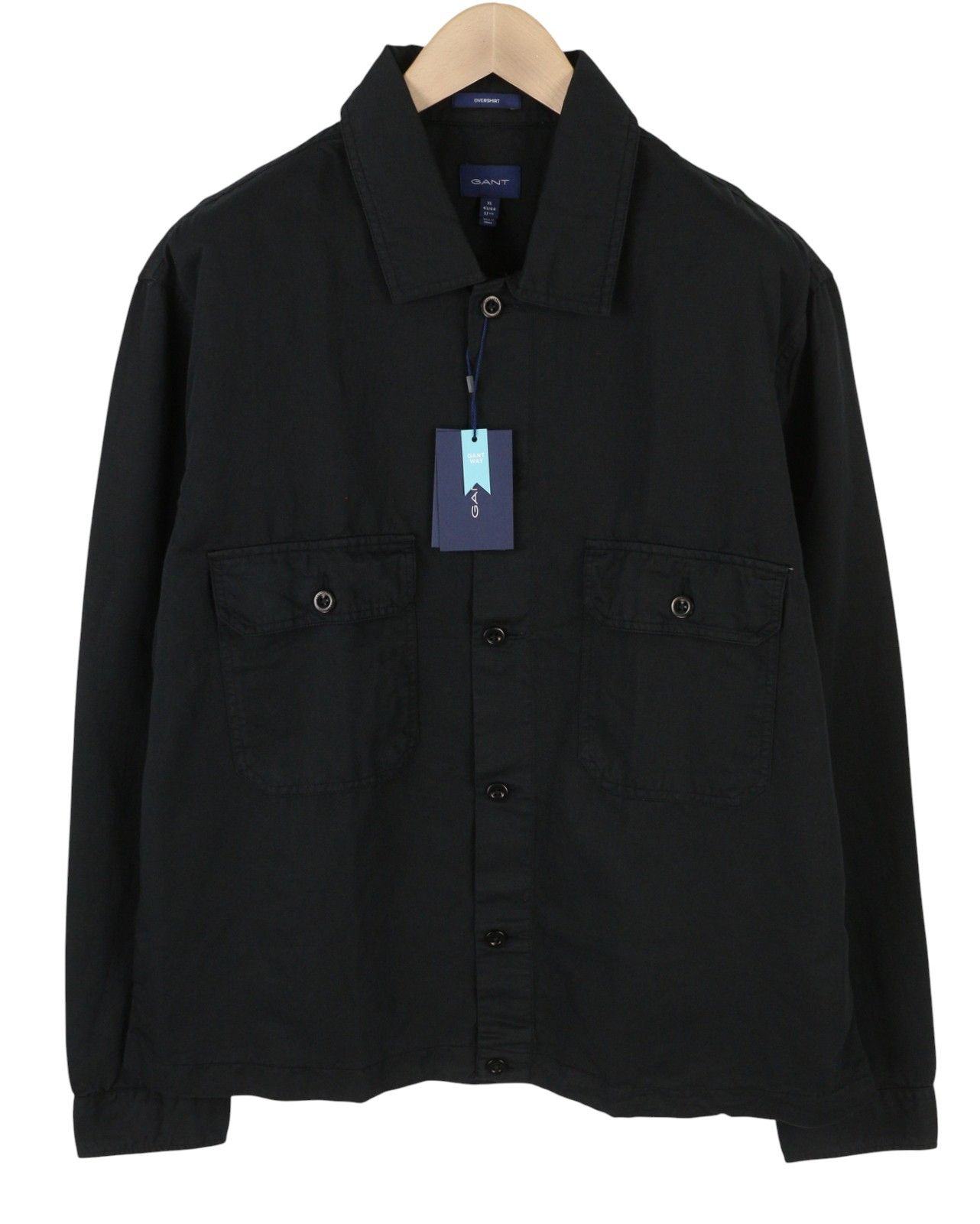 Gant GMNT DYED OVERSHIRT XL Black Linen Blend Button 87520 Size US XL / EU 56 / 4 - 1 Thumbnail