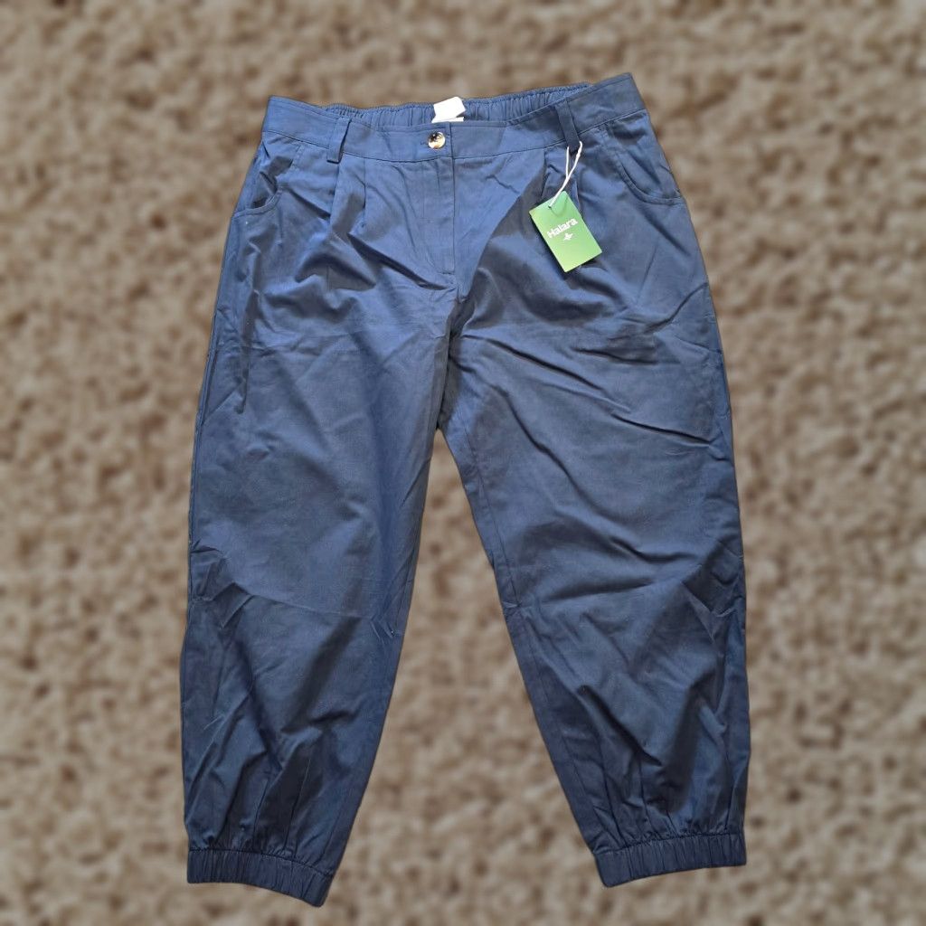 Vintage Halara Pants Womens XL Blue Mid Rise Casual Cotton Joggers Pockets Cropped Tapered Leg Style Jogger Clothes Chips? Size 40" / US 18 - 1 Thumbnail