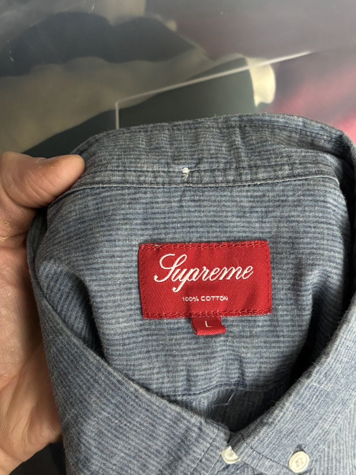 Supreme Supreme Button Up Blue Vintage Oxford Shirt Size US L / EU 52-54 / 3 - 8 Thumbnail