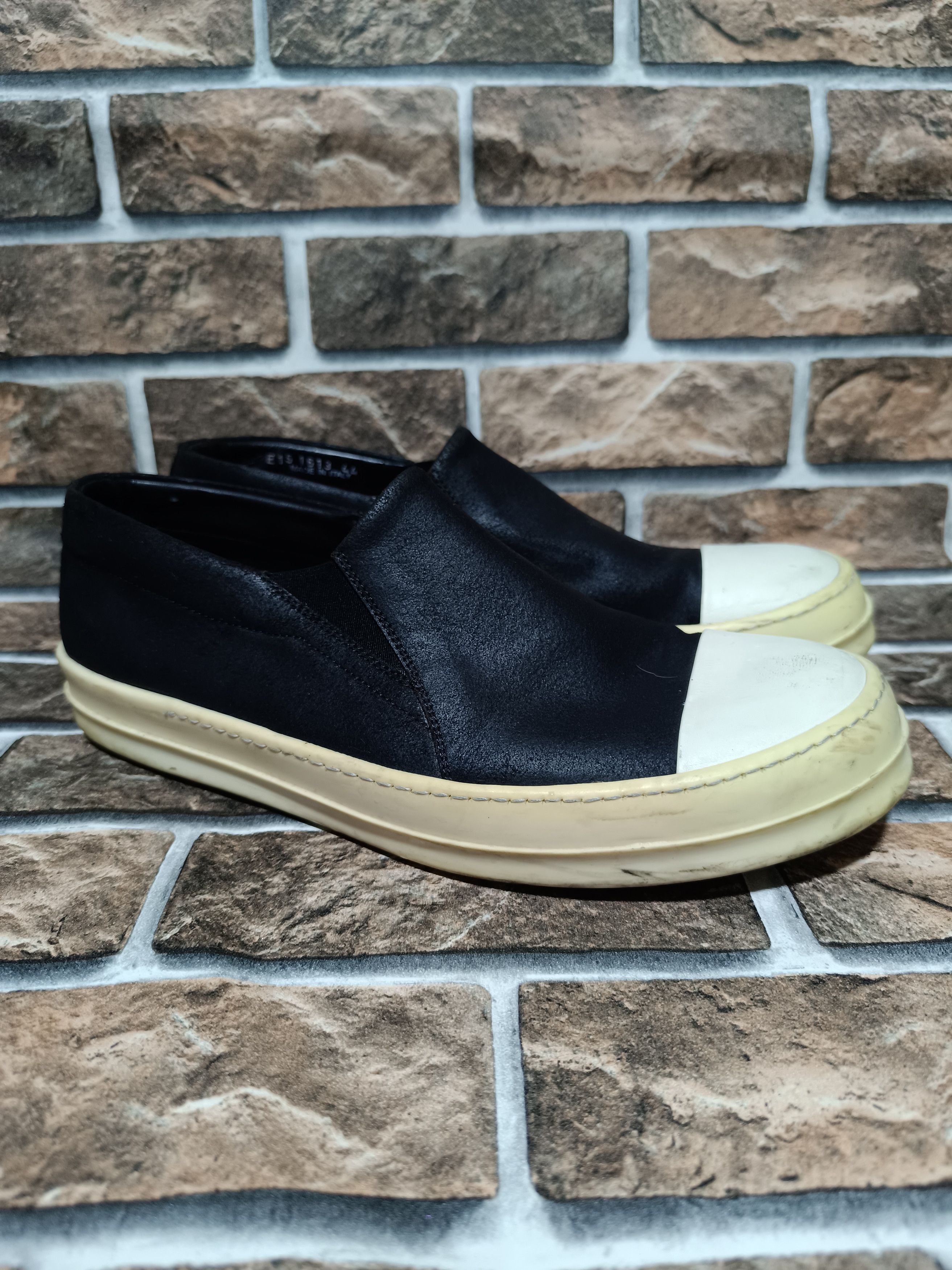 image of Rick Owens Mainline Slip On Boat Ramones Shoes in Black, Men's (Size 11)