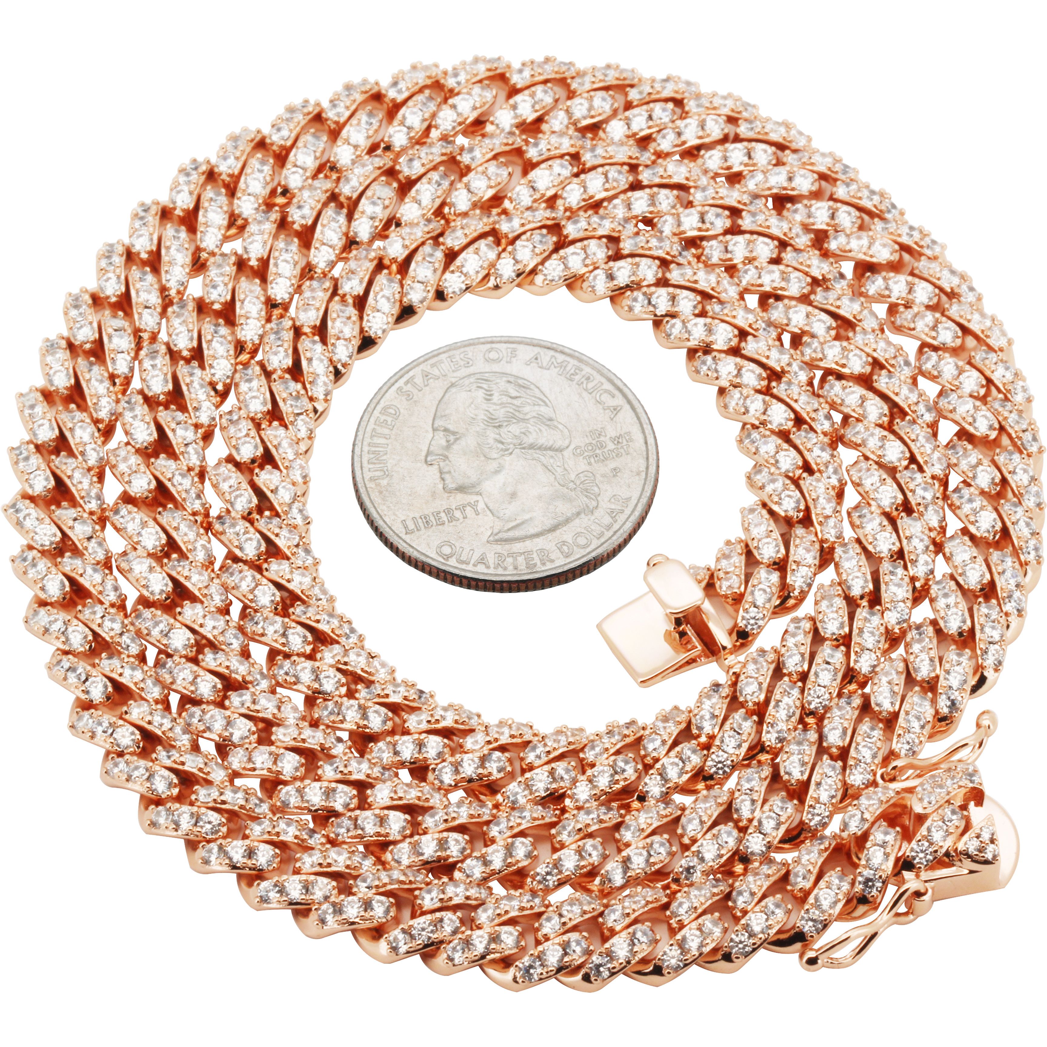 Other 14k Rose Gold Plated AAA CZ 8mm Cuban Chain Necklace 24” Size ONE SIZE - 2 Thumbnail